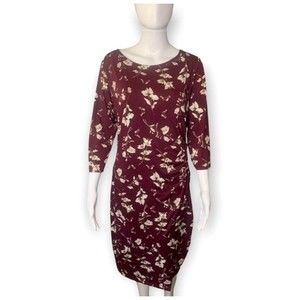 Verse Burgundy White Floral Print Maxi Dress